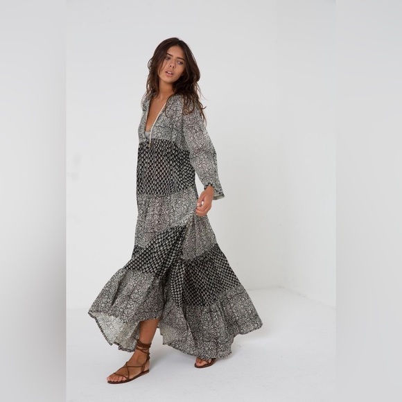 Charlie Joe Palma Blue Print voluminous Maxi Dress - Picture 2 of 11